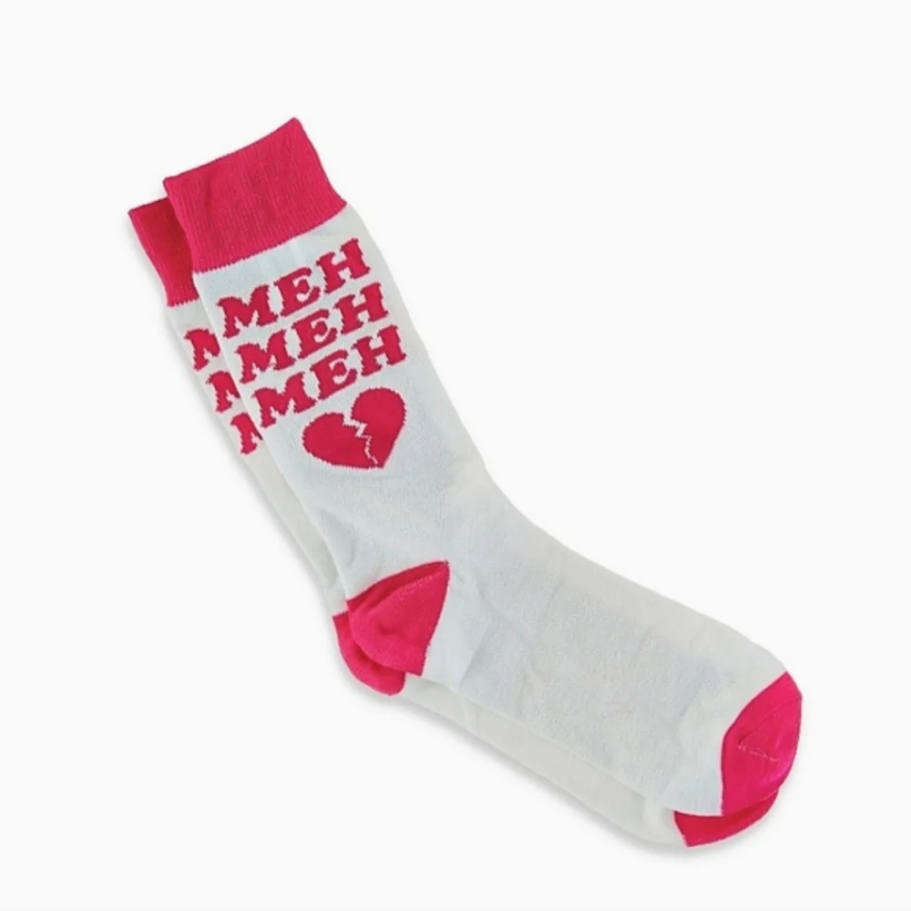 Meh Socks Broken Heart - Crew Length - Valentine's Collection